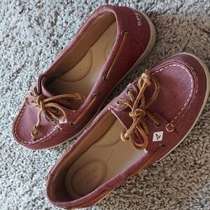Sperry burnt red burgundy maroon angelfish boat shoes 6.5